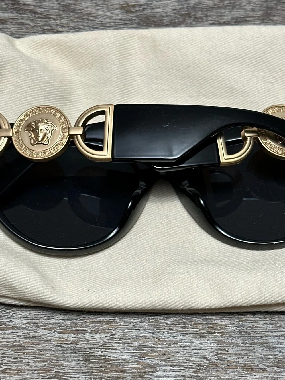 Black Cat-Eye Sunglasses with Gold Accent